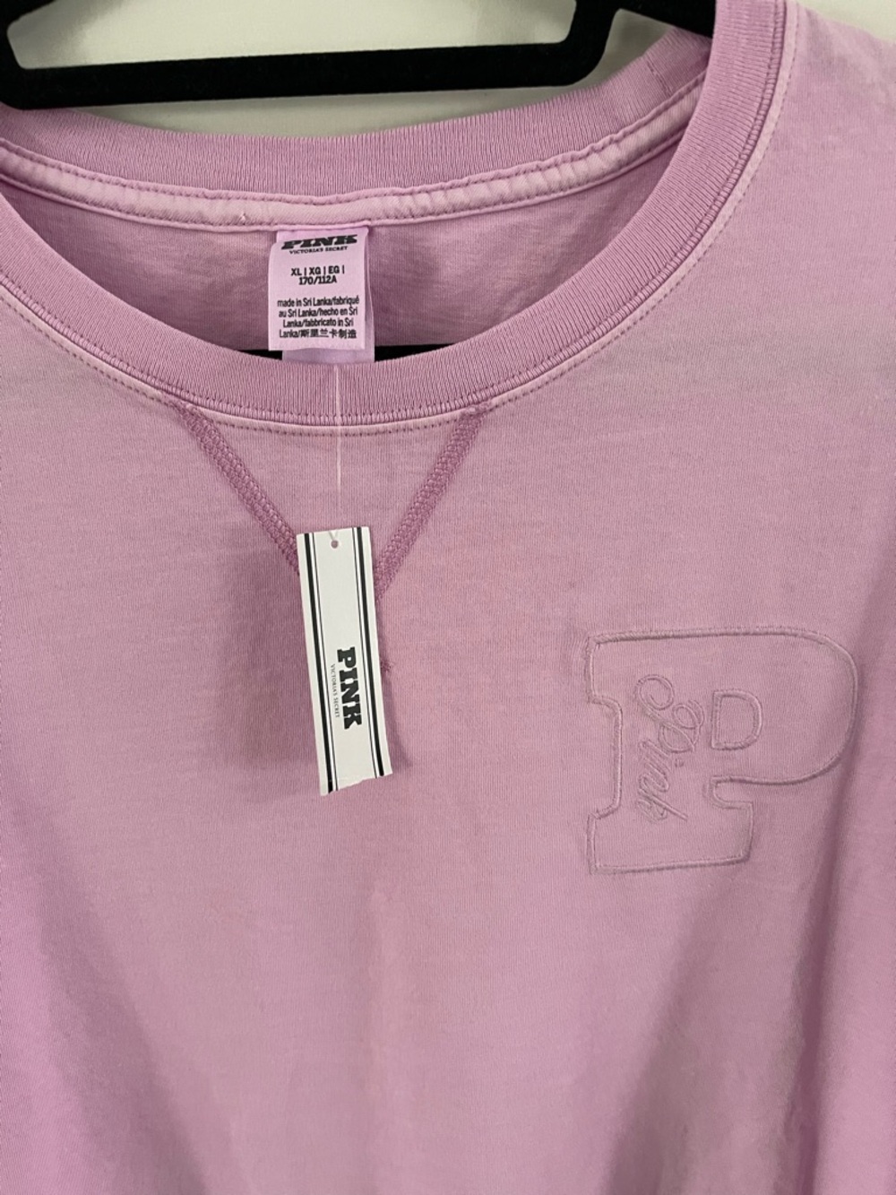 XL PINK Victoria's Secret Lilac Patch Crewneck Long Sleeve T-Shirt